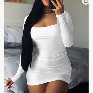 Sexy bodycon ruched mini club long sleeve dress